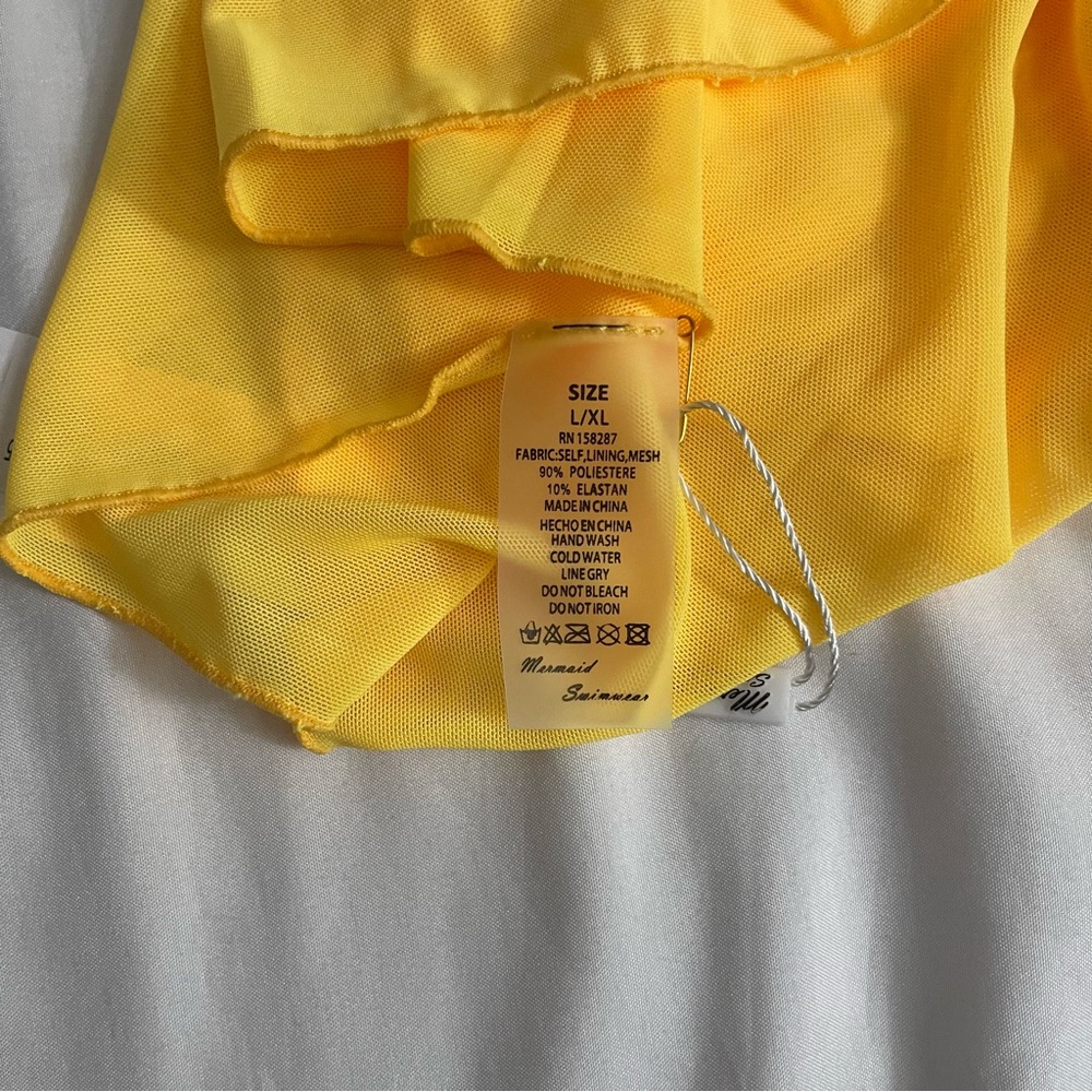 Yellow sheer beachwear mesh sarong swimsuit cover up - Picture 4 of 7